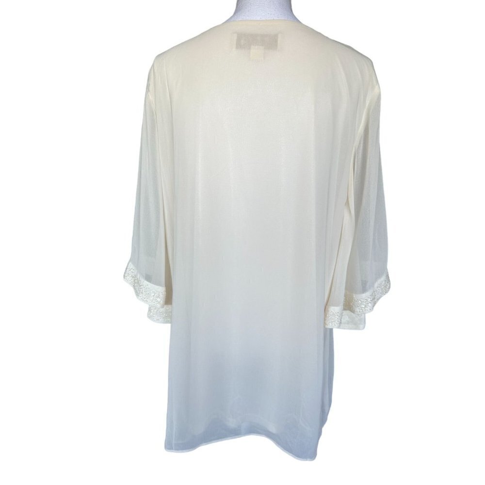 Badgley Miechka American Glamour Blouse Top Size XL Beaded Sequin Sheer Overlay - Picture 2 of 13